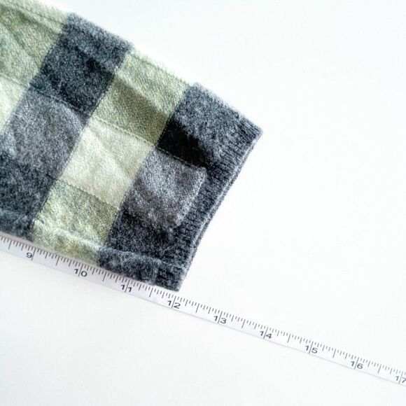 Karen Nico Women's Cardigan Flowering Plaid Green Black Beaded Button Small - Picture 5 of 9